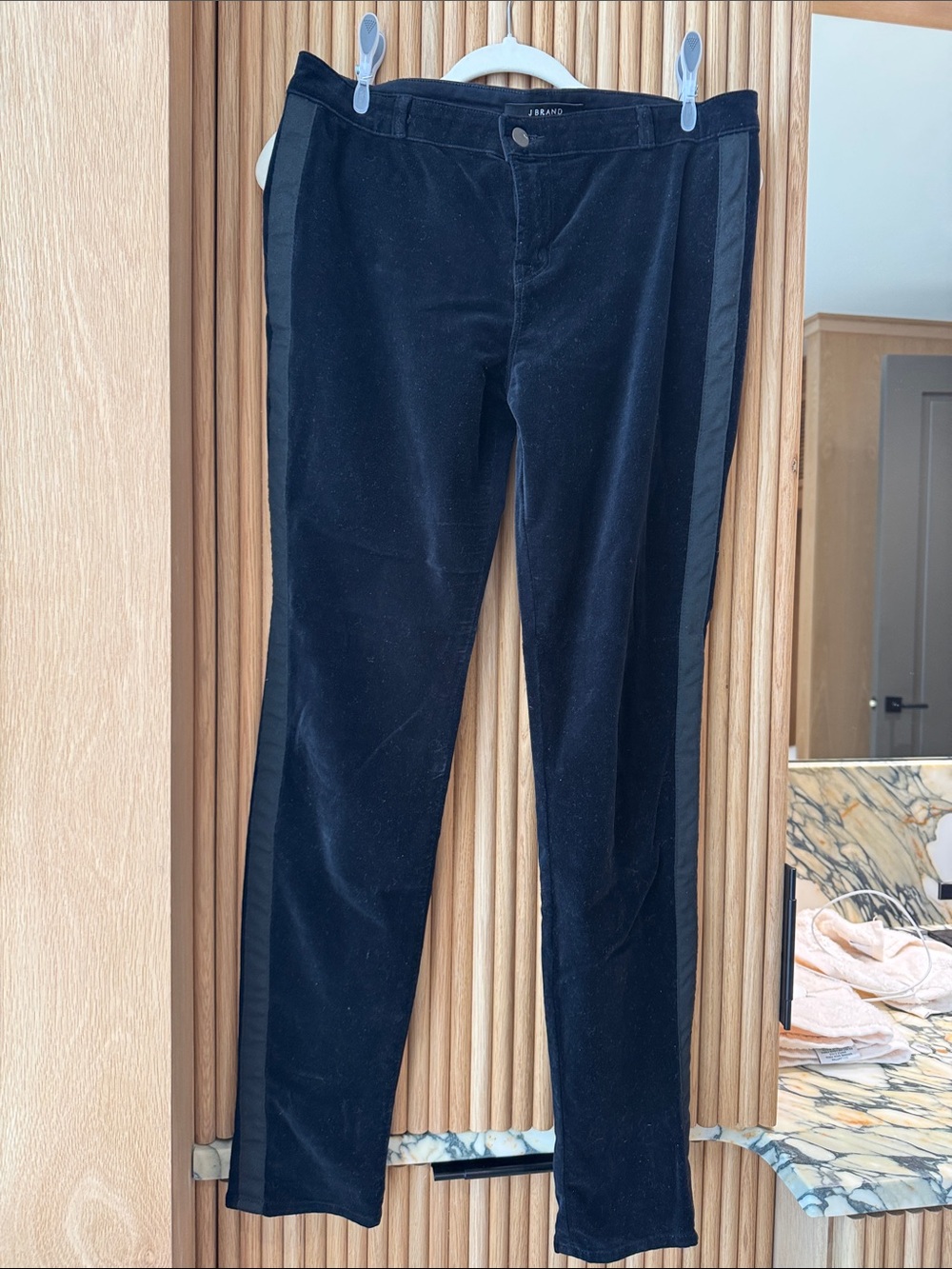 J Brand Black Straight-Leg Pants with Side Stripe